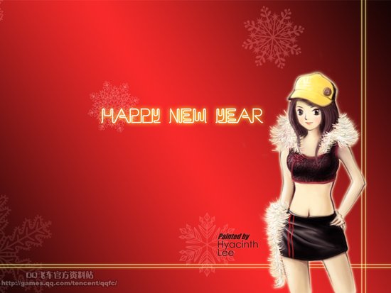 这个冬天不太冷 <em>QQ飞车</em>小橘子贺新年壁纸_游