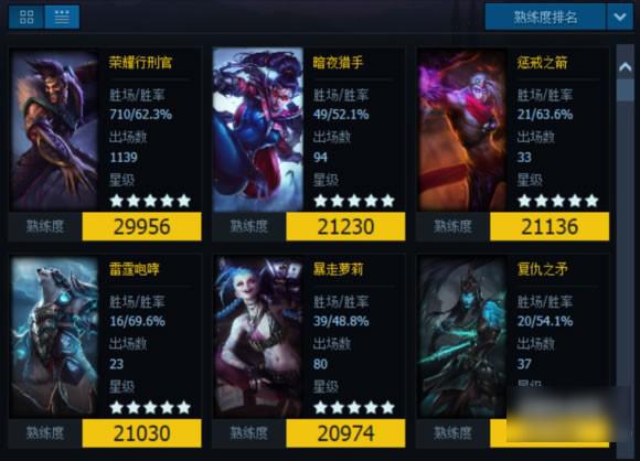 LOL大神与我们的差距 职业选手英雄熟练度