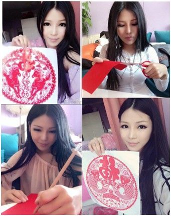 剪纸西施爆红 新一代宅男女神标准:会剪纸