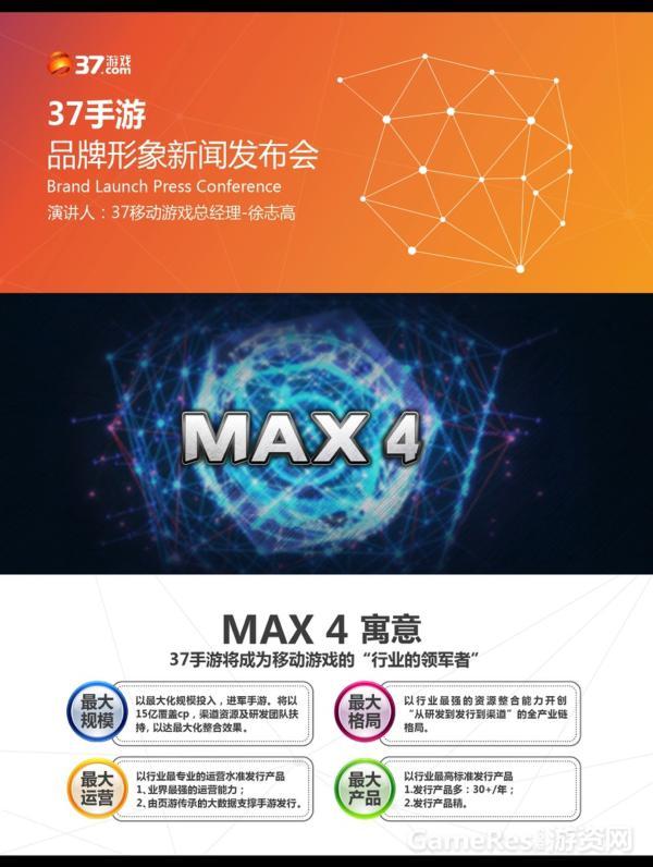 37游戏启动MAX4计划 15亿重金搅动手游产业格局