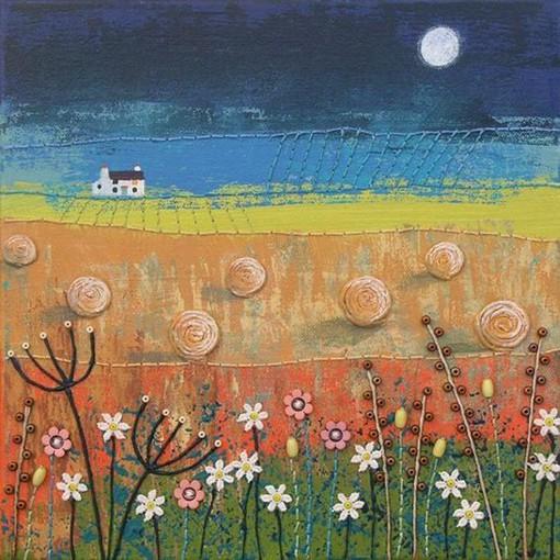 绚烂如梦的花田 清新画风的田园风光油画