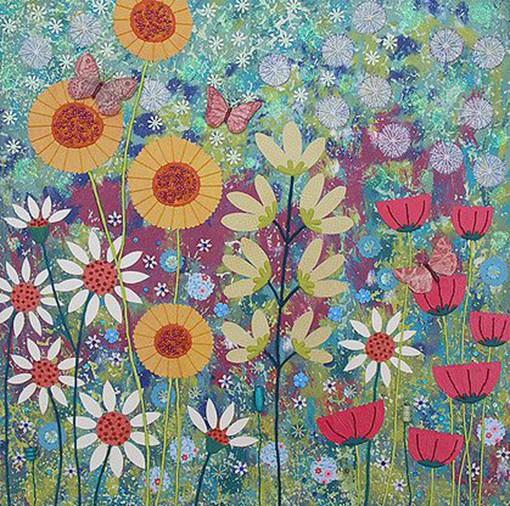 绚烂如梦的花田 清新画风的田园风光油画