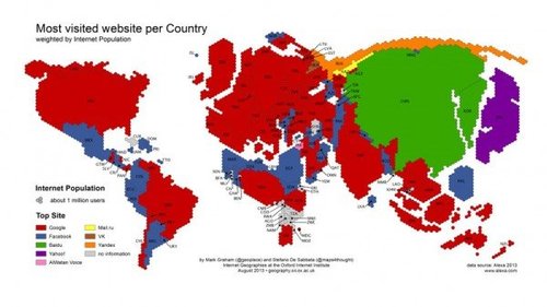 世界地图,那些各国最受欢迎的网站