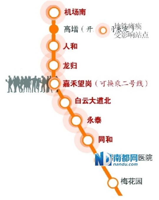 广州地铁三号线瘫痪 大批乘客滞留误机