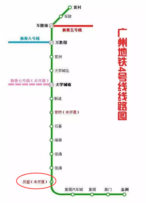 广州地铁4号线庆盛站年底开通