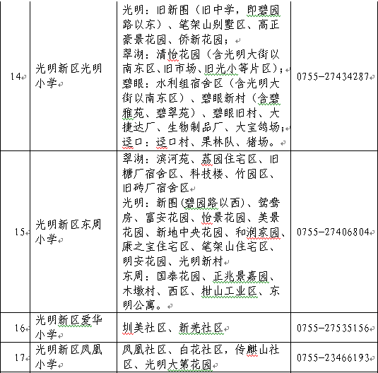 光明新区2018年秋季义务教育学校报名指引出
