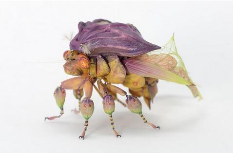 日本艺术家Hiroshi Shinno创作的仿真昆虫雕塑