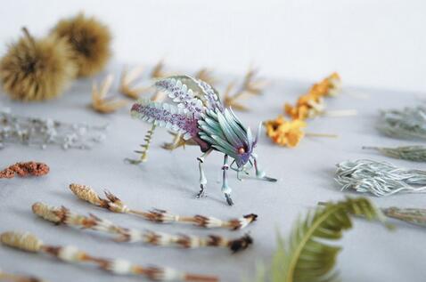 日本艺术家Hiroshi Shinno创作的仿真昆虫雕塑