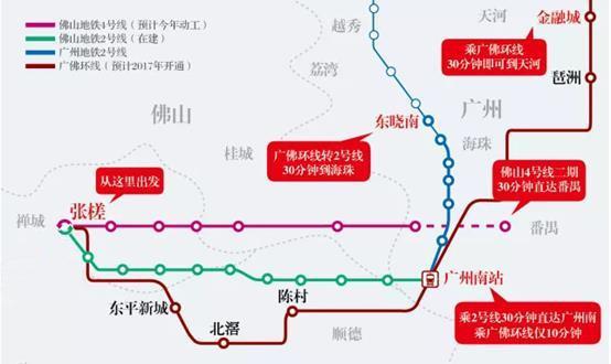 广佛环线及佛山地铁2/4号线交汇(来源网络图片)