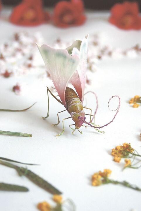 日本艺术家Hiroshi Shinno创作的仿真昆虫雕塑