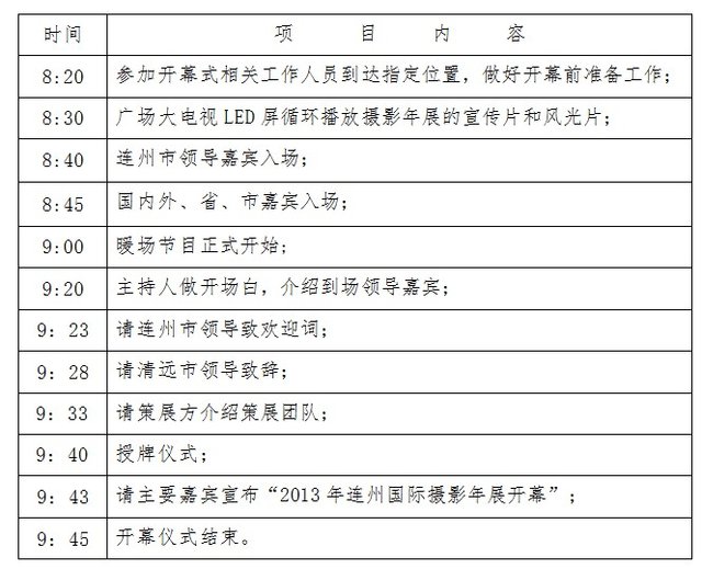 2013连州国际摄影年展开幕式流程