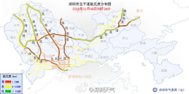 深圳今天气温20-22℃有雾霾 多条高速能见度差