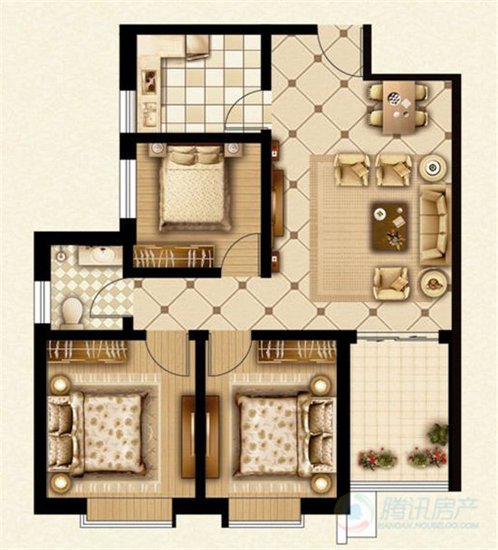 Q谈户型:丛台区学区房世纪一品95平米小三居