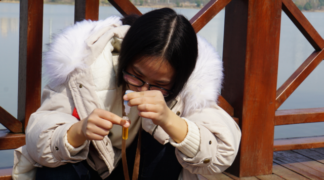 武汉高校青年志愿者学雷锋清理湖边垃圾