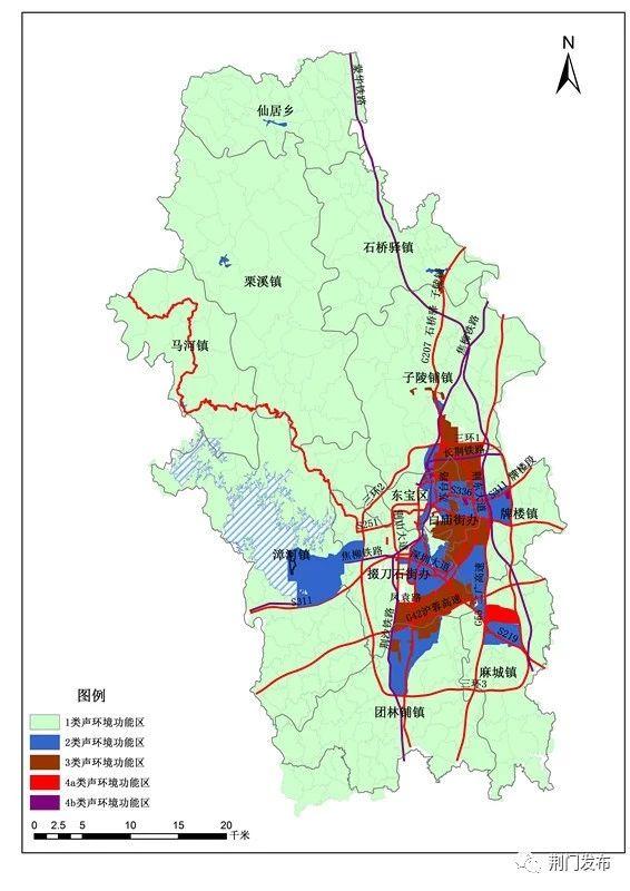 荆门市主城区声环境功能区区划图