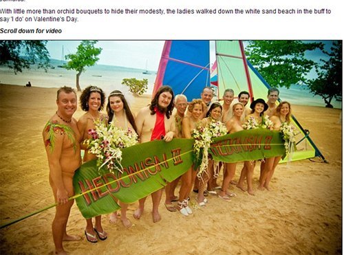 牙买加一海滨度假村为9对新人举行裸体婚礼(图)