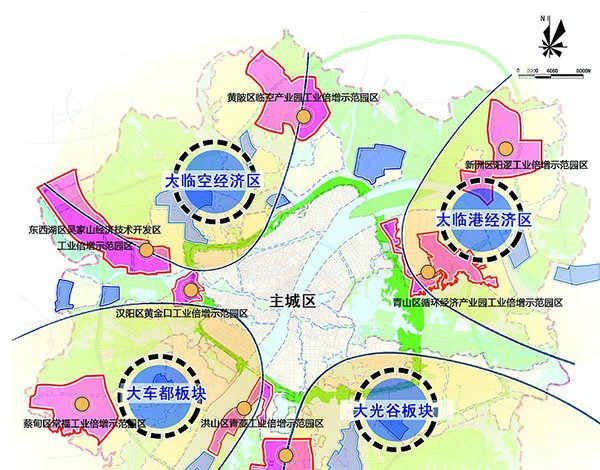 图为:武汉四大工业板块示意图图片