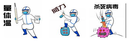 生动形象地表达出来 作为交流,微信表情包必不可少 防护服上的表情包
