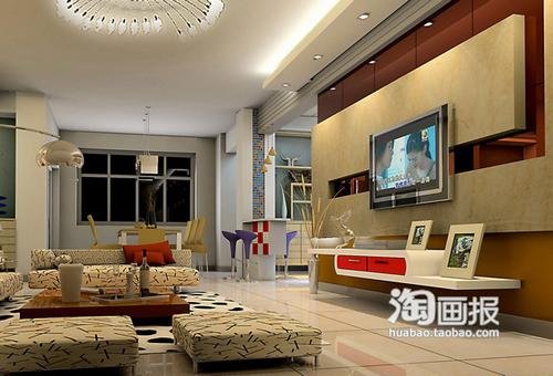 电视背景墙装修效果图2013图片 创意客厅装修