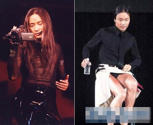 盘起道士头模仿哥哥张国荣曾经在演唱会上的经