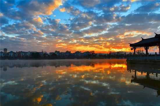 美丽昌宁 冬季日出醉田园