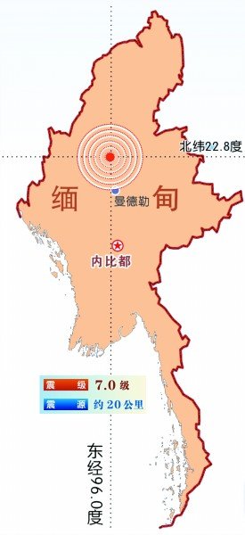 缅甸发生6.8级地震12人死亡,数十人伤