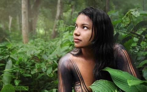 巴西亚马逊丛林的原始部落 女人生活中都不穿衣服