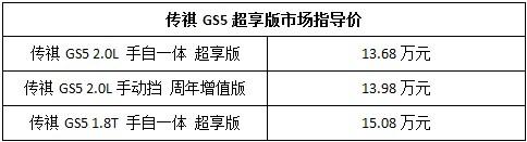 SUV轻奢风来袭 传祺GS5超享版上市售13.68万起