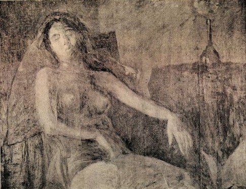 中华美育会在1920年4月20日发行的《美育》第一期上刊登了“《女》（油画 上海专科师范学校藏） 李叔同先生笔”（图2），这一史料成为证明《半裸女像》为李叔同作品的重要证据。