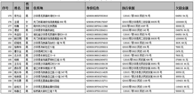 荆门又曝光一批失信黑名单 89年小伙欠款1399万 综合 第10张