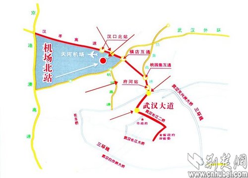武汉机场北连接线通车 汉孝高速直达天河机场