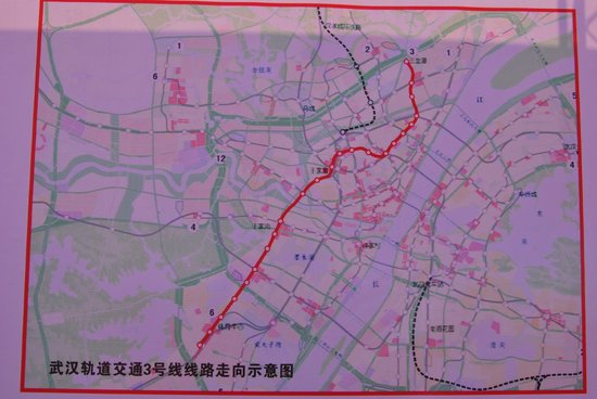 武汉轨道交通3号线线路走向示意图