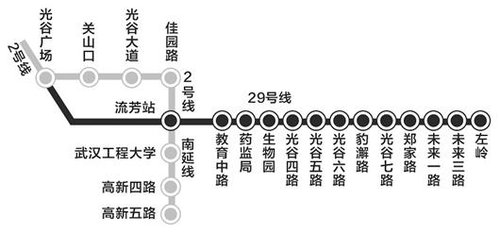 武汉地铁29号线先建一段 可与2号延长线换乘