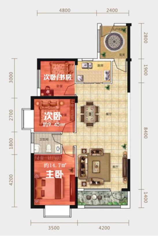 【户型鉴赏】襄阳骧龙国际二期110㎡三房户型