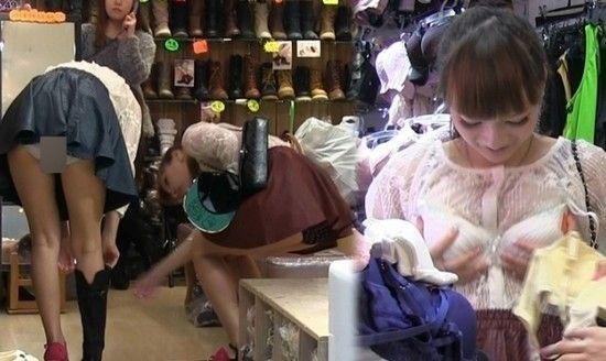 女子组合穿超短裙俯身试鞋 皆<em>露底</em>泄春光(图)_