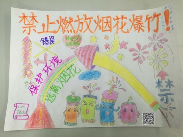 唐山高新区：孩子手绘禁燃漫画 并自带二维码