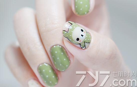 美甲兔子画法 圆点配小兔子更可爱