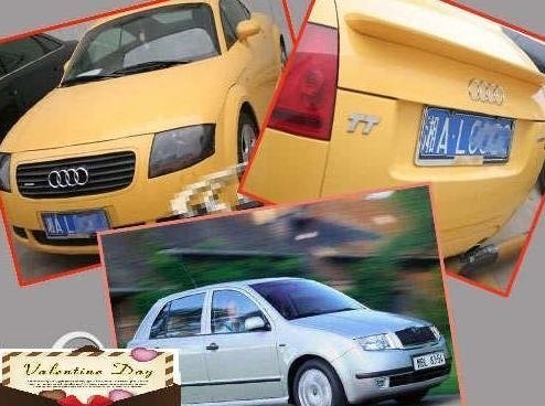 奥迪tt与 银灰色fabia 