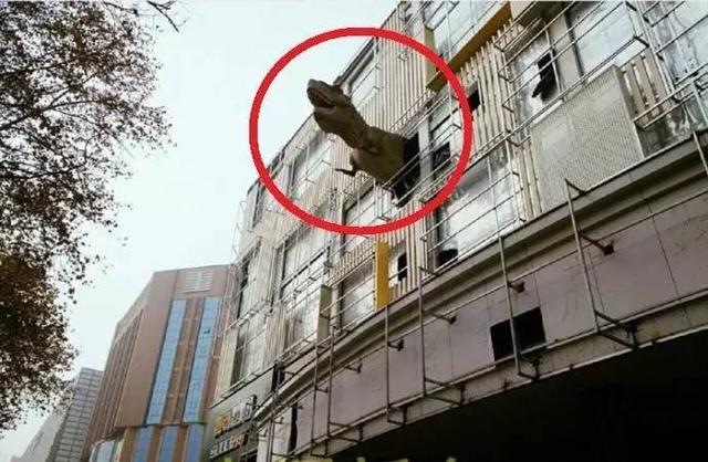 新乡一小区楼房现“恐龙“ 破窗而出吓坏路人