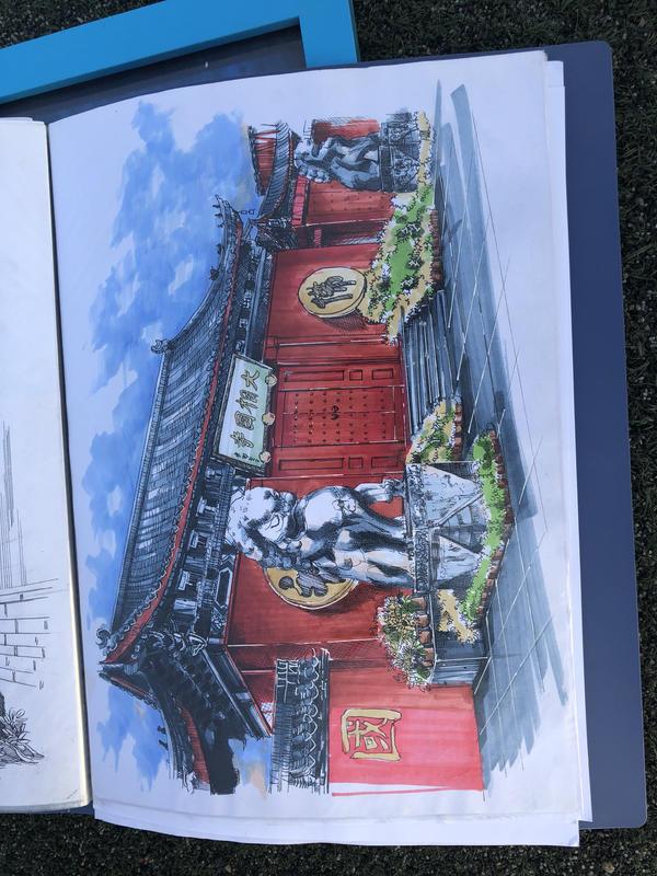 自学成才 大四男孩用钢笔画记录开封美景