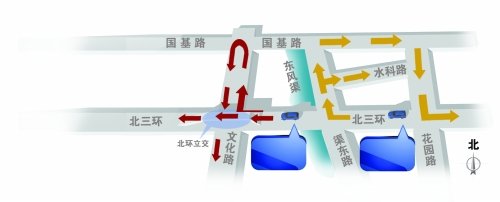 北环文化路立交桥下禁止车辆左转、掉头