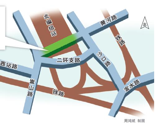 郑州黄河路下穿北编组站隧道31日正式通车(图)
