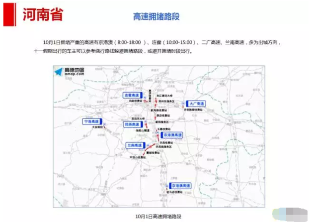 国庆假期出行避开两个高峰时段和七个易堵路段