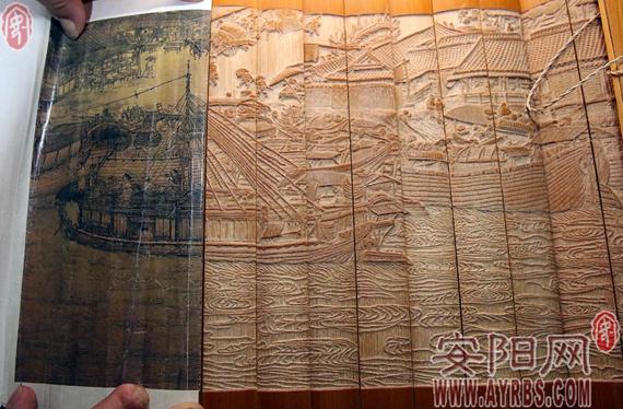 安阳男子竹子上雕刻《清明上河图》 手上伤痕