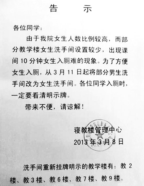 信阳师范学院男<em>厕所</em>变<em>女厕所</em> 不少学生<em>走错</em>_大