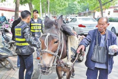 老汉赶驴车进城卖菜被查扣 因市民求情仅被批评教育