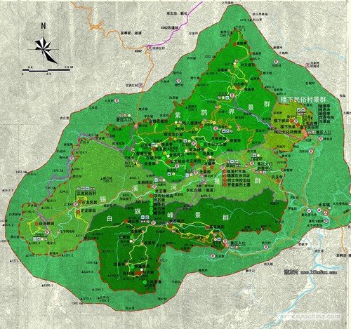 紫鹊界梯田景区景点导游图