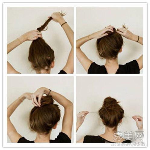学居家女神<em>刘涛发型</em> 30秒丸子头扎法diy_大豫