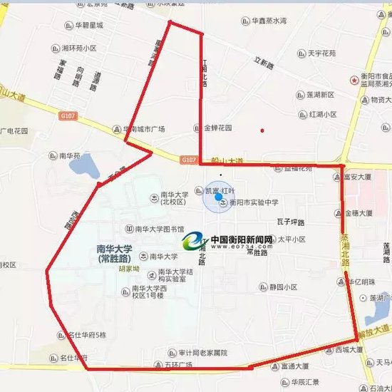 衡阳市2016年城区公办初中划定招生服务区