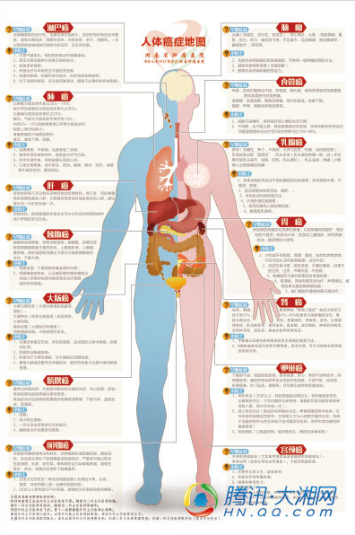 人体癌症地图:这些器官最易患癌 16个癌症信号